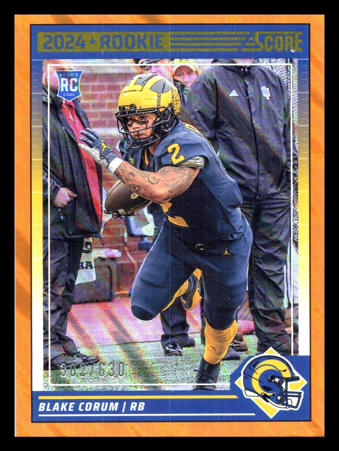 2024 Score Rookies Lava /630 Blake Corum #389 Rookie RC Michigan Rams