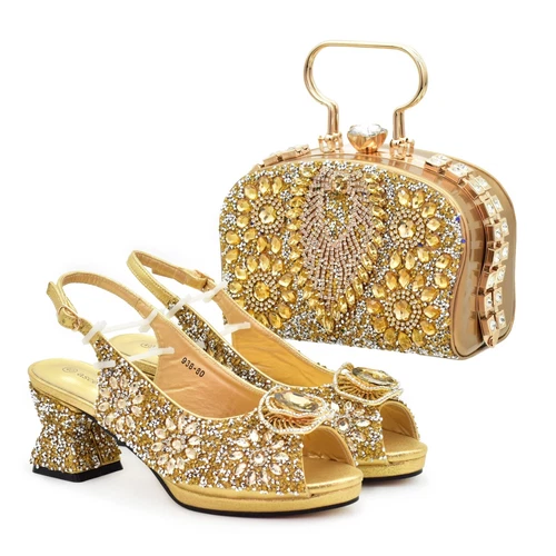 Bags and Shoes with Rhinestones Latest Design Italian New Lady Shoes Luxury Sets - Picture 22 of 25