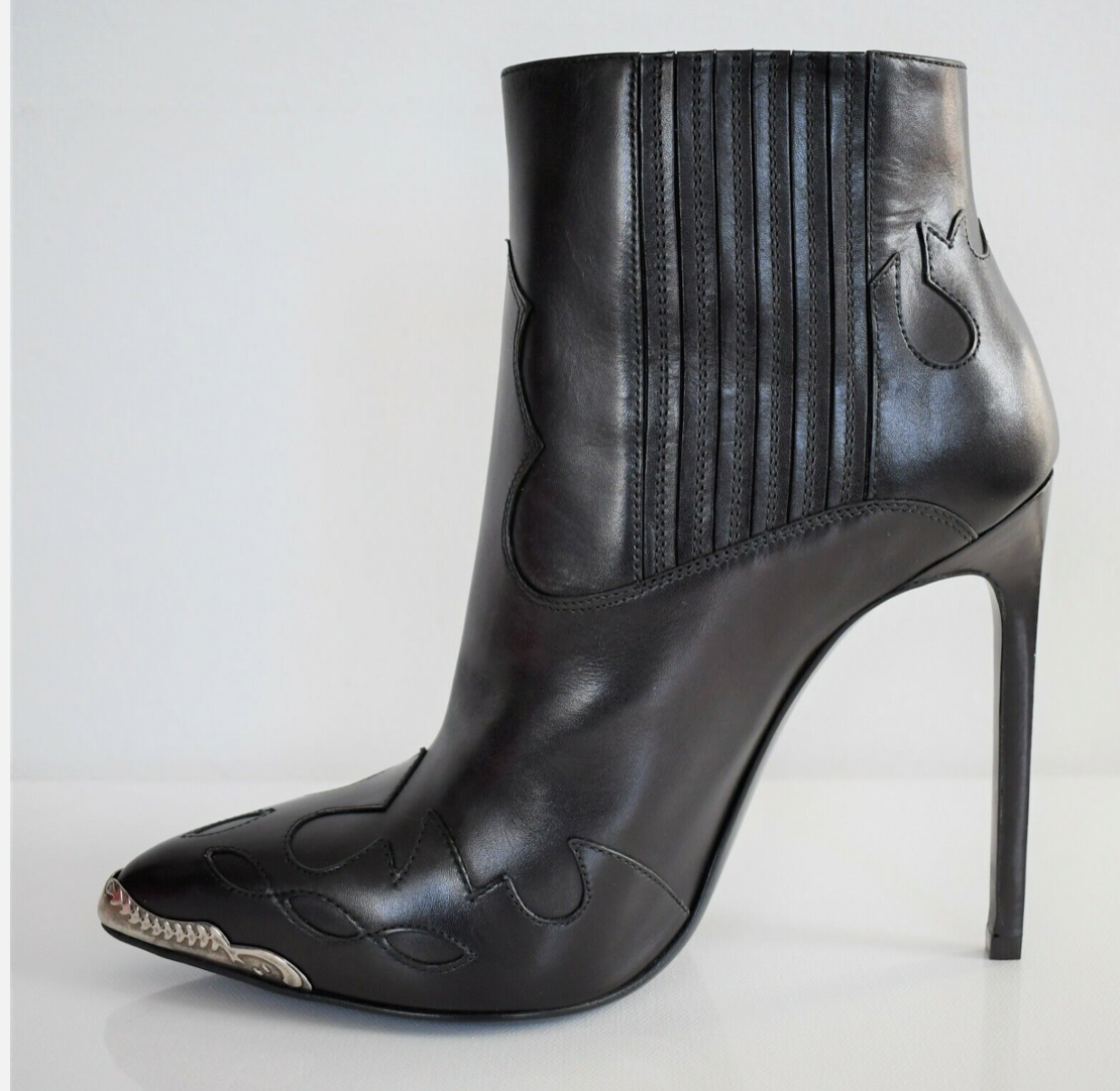 Stivali Saint Laurent Cowboy Western in rilievo taglia 6 5