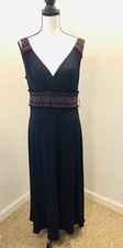 NWT Adrianna Papell Navy Blue Dress Diamond Shaped Design Waist Women's Size 14
