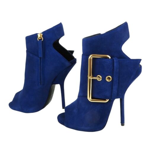 Auténticos Botines Giuseppe Zanotti Hechos en Italia Púrpura Hebilla Lateral Gamuza Talla 37 - Imagen 3 de 20