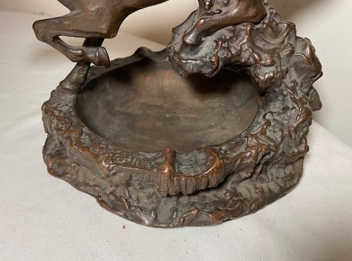 LARGE RARE Antique running horse ashtray Armor Bronze clad statue sculpture dish - 第 5/16 張圖片