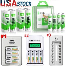 EBL AAA AA Rechargeable Batteries 1100mAh/2800mAh 1.2V  / Optional Charger Lot
