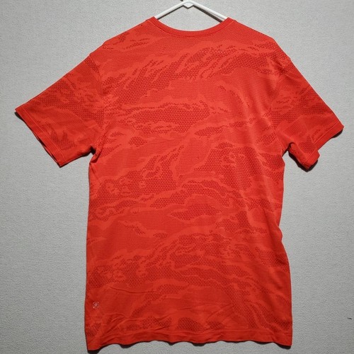 Lululemon Shirt Herren Large Kurzarm T-Shirt Orange Camouflage Belüftet Zug Gym Training - Bild 7 von 8