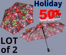 LOT of 2 Avengers 6 Panel Telescopic Umbrella with Auto Open Button NEW