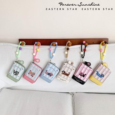 Colorful Cat Card Wallet with Beaded Wrist Strap