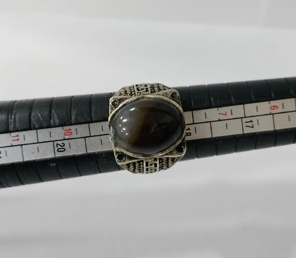 Sterling silver ring with captivating Yemeni agat… - image 8