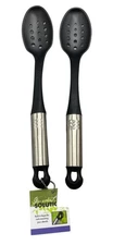 2 slotted spoons Gourmet Solutions plastic with metal handle loop end READ NEW