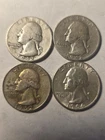1942-1964 Silver Washington Quarters Lot of 4 90% Coins Circulated-$1.00 face!!