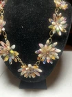 Vintage Floral Clusters Necklace Multicolor Flowers Enamel Costume Jewelry MCM
