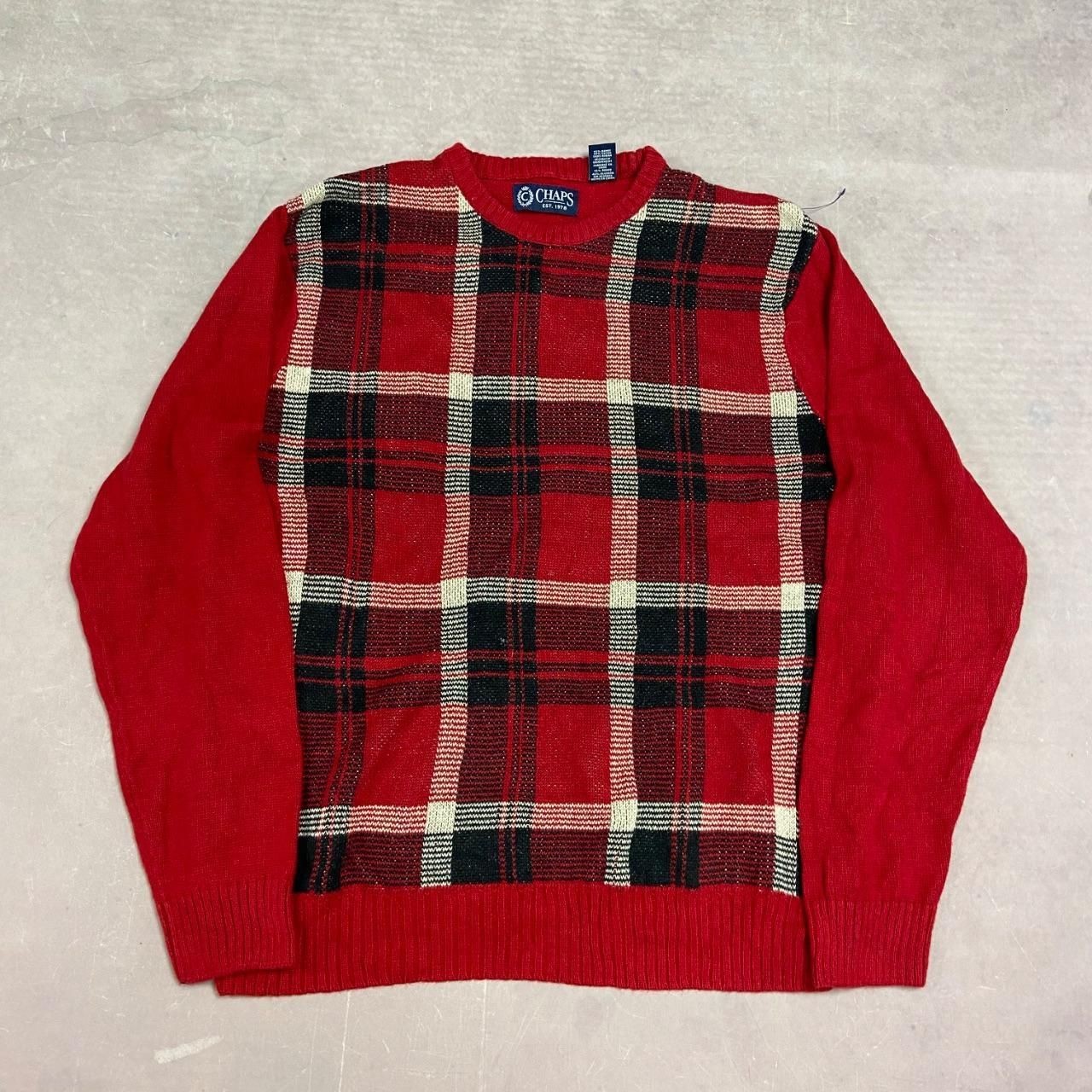 Chaps Knitted Jumper Checked Patterned Pullover K… - image 1