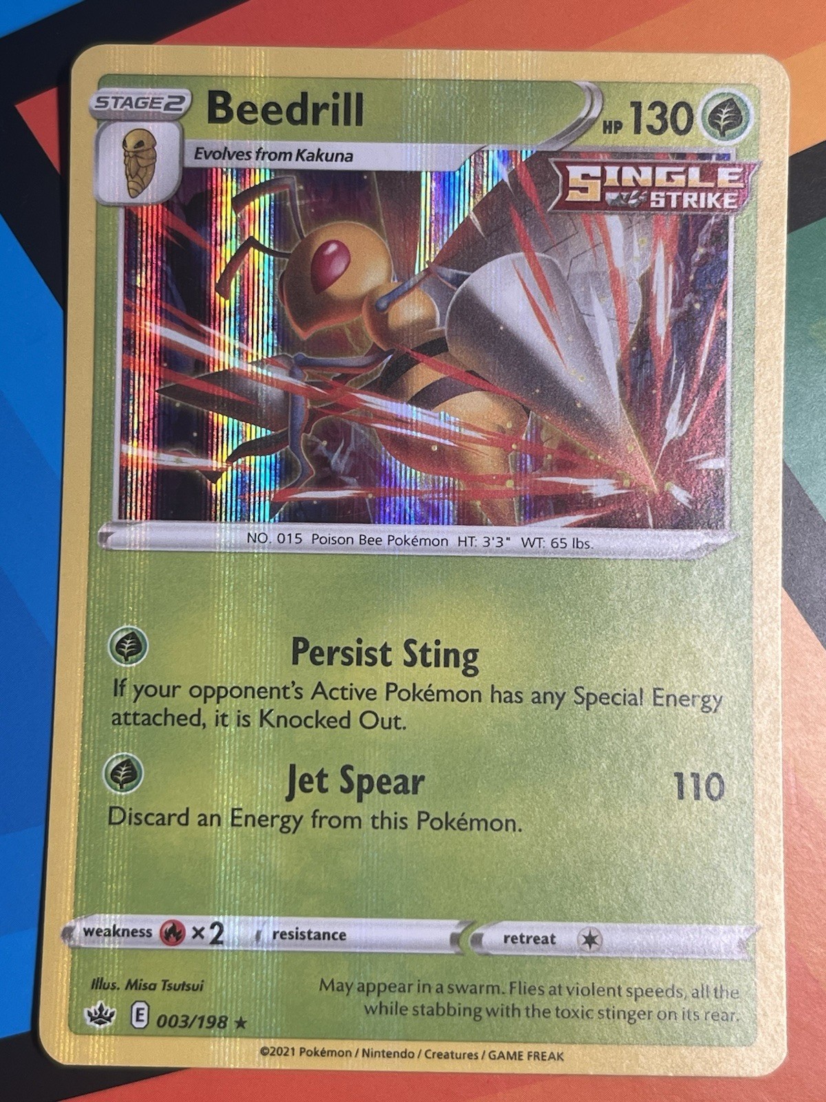 Beedrill Holo Rare - 003/198 - Chilling Reign Pokemon 2021 NM