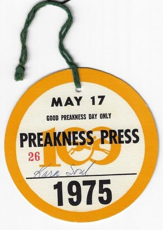 1975 PREAKNESS PRESS PASS
