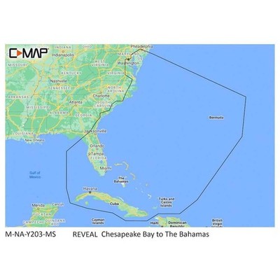 C-MAP Reveal Coastal - Chesapeake Bay to The Bahamas, Map Card for Marine GPS...