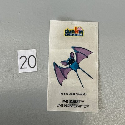 #41 Zubat Dunkin Bubble Gum 2000 Pokemon Sticker Nintendo