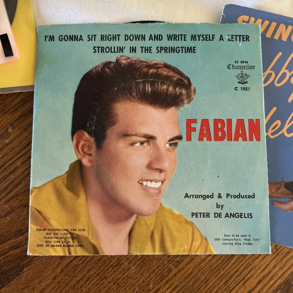 Lot of Three(3) Classic 45rpm FABIAN/ BOBBY RYDELL/ DUANE EDDY w/pic Sleeves - Image 2 of 4