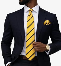 Yellow  Navy Power Stripe Men's Tie