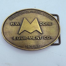H.W. Moore Belt Buckle Gold Tone Construction Company Vintage