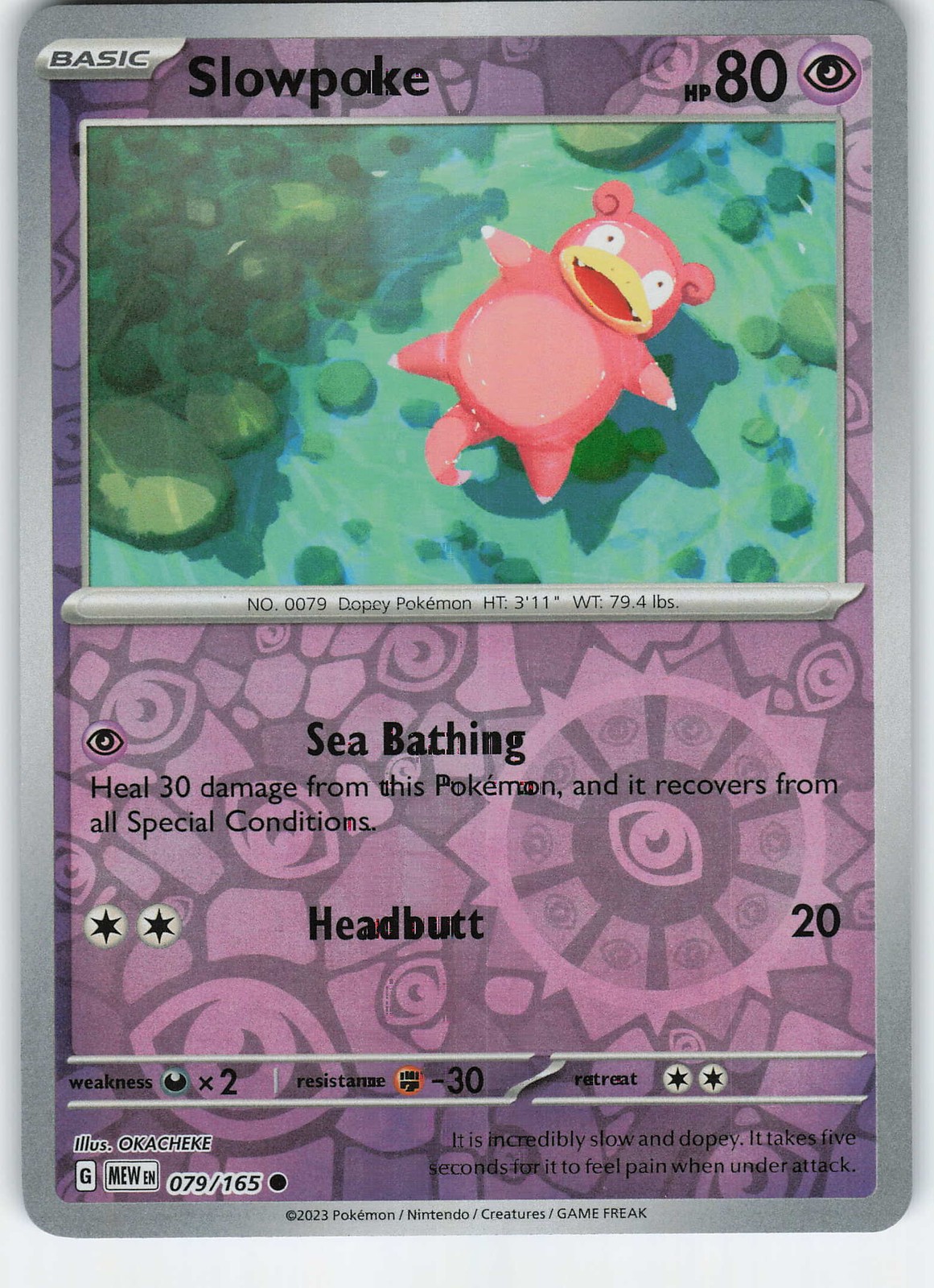 Slowpoke 079/165 Common Reverse Holo SV: Scarlet & Violet 151 NM Pokémon