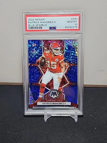 2022 Panini Mosaic Patrick Mahomes Super Bowl Blue Sparkle SP PSA 10 Gem Mint