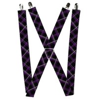 Buckle-Down Suspenders, Plaid Black Purple Gray 1.5-Inch Wide Regula (Us Import)