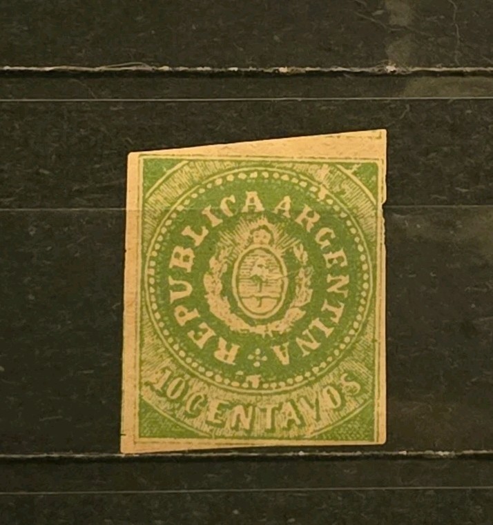Argentina MNH Scott 7Fr Coat Of Arms In A Circle 1862 F Imperforate