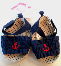 Baby Girl Sandals Shoes Size 3-6 Months Nautical Beach Blue Stepping Stones