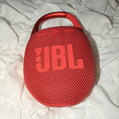 JBL Clip 4 Portable Bluetooth Speaker, Red Oval Mini with Carry Loop