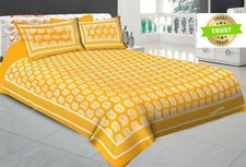 Rajasthani Sanganeri Printed Cotton Double Bed Sheet 2 Pillow Cover 90x108 KING