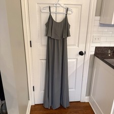 New! Show Me Your Mumu Caitlin Ruffle Maxi Dress Charcoal Crisp 45187