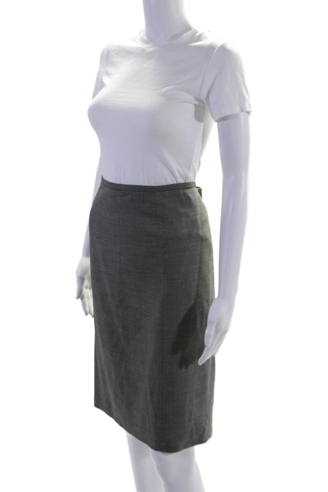 Falda lápiz Brooks Brothers para mujer de lana plisada forrada con cremallera abertura gris talla 14 Foto 2 de 4