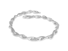 10k Solid White Gold Handmade 5mm Twist Link Bracelet, 7"