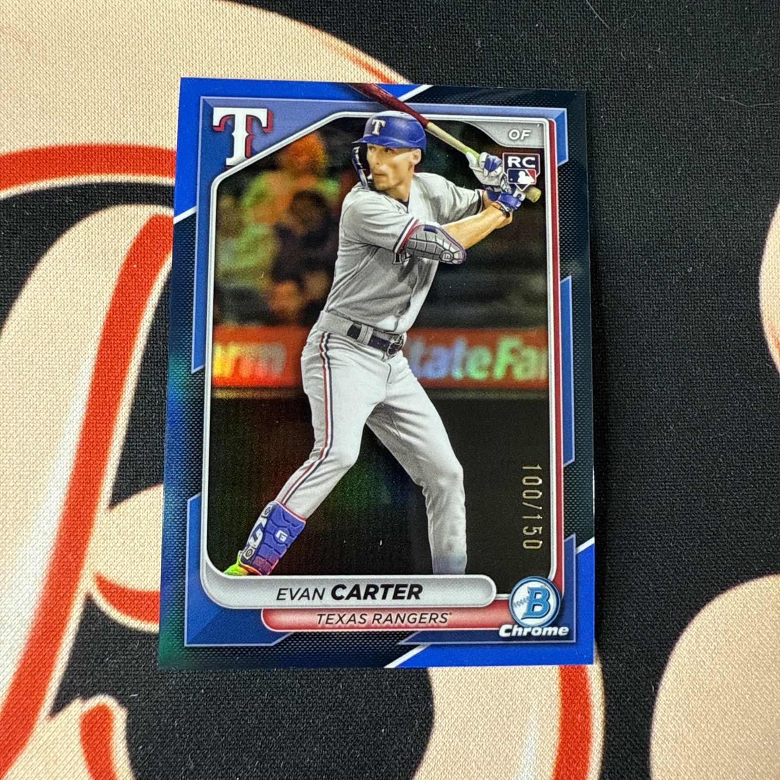 Evan Carter 2024 Bowman Chrome True Blue Refractor /150 #65 Rookie RC