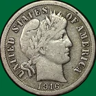 1916-S Barber Dime Very Fine VF Coin #38543