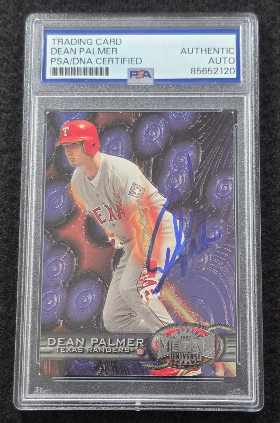1997 DEAN PALMER Signed Fleer Baseball Card-TEXAS RANGERS-PSA