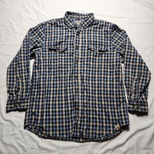 Carhartt Mens Large Relaxed Fit Long Sleeve Button Down Blaid Shirt Blue