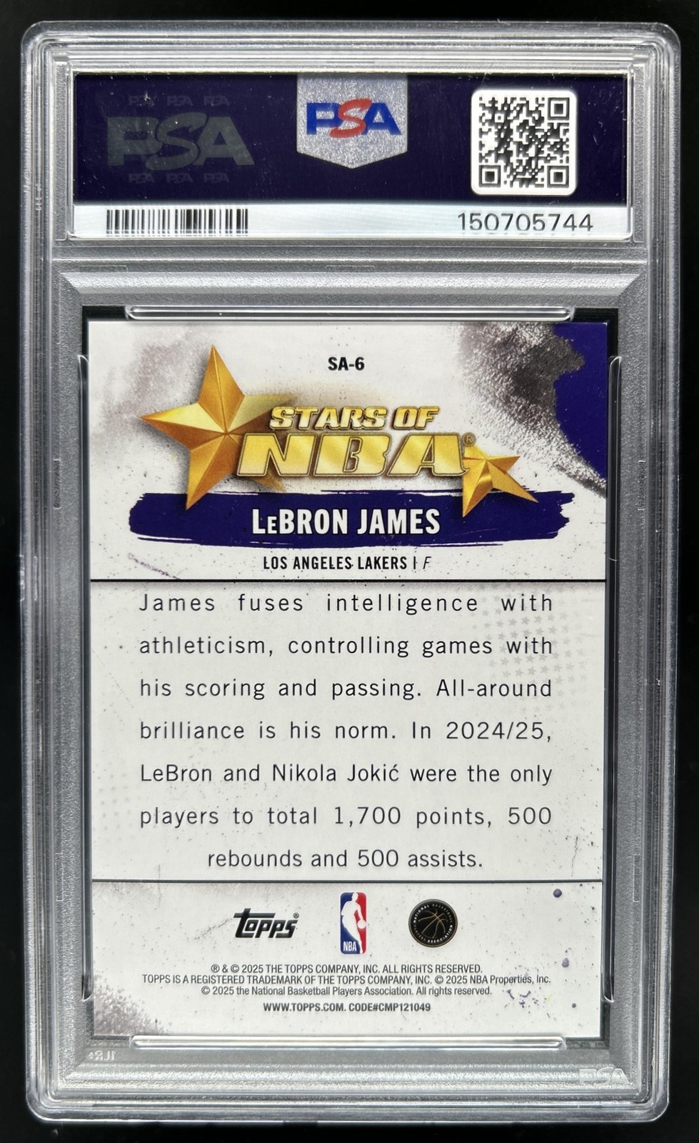 2025-26 Topps LeBron James Stars of the NBA Black Rainbow #/10 Lakers PSA 9 view 2