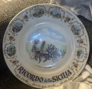 Vintage Ricordo Della Sicilia Ceramic Souvenir Plate, Sicily Italy Plate Gift