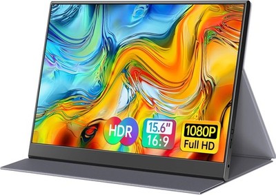 Ultra-Thin 15.6 inch 1080P External Monitor with USB-C & HDMI Connectivity