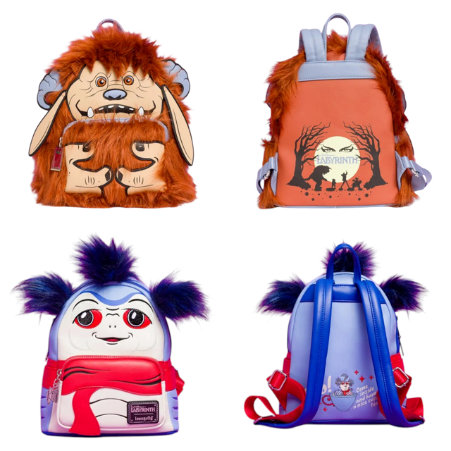 Loungefly Labyrinth Worm and Ludo Cosplay Mini Backpacks and