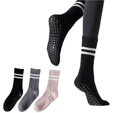 Womens Non Slip Pilates Socks, Barre Yoga Socks, 3 Colors