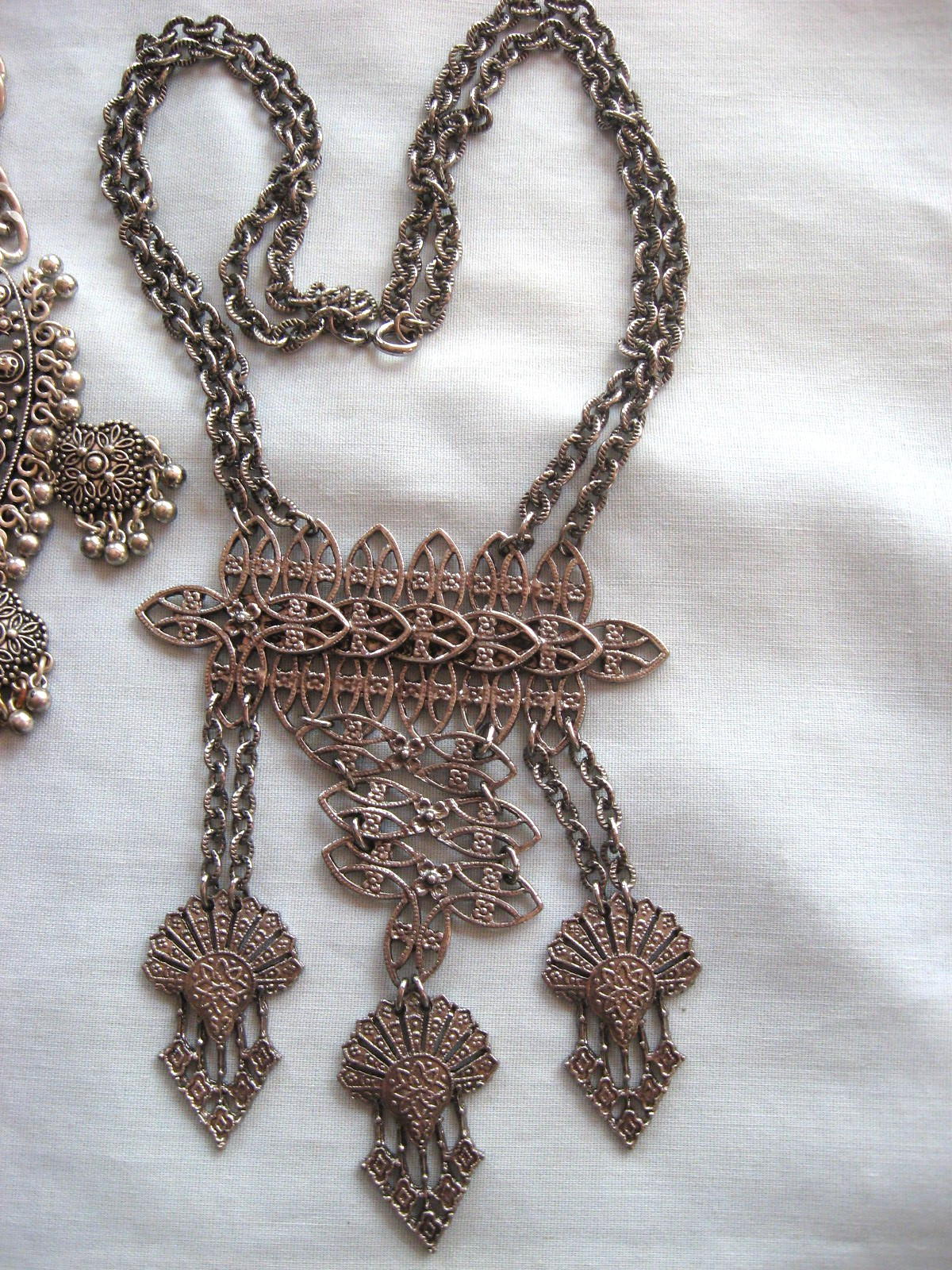 Three Middle Eastern Style Silver Tone Necklaces - image 5