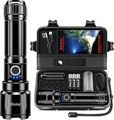 Blukar Rechargeable LED Flashlight, Extremely Bright, High Brightness, Zoomable