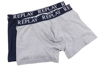 REPLAY Boxers Tissus Élastiques Coton Extensible Bleu 2XL Lot de 2 - Photo 1/4