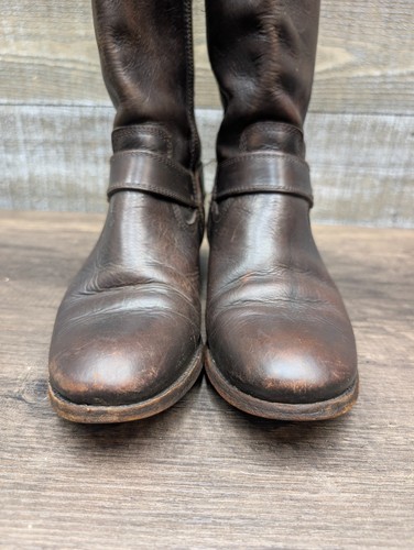 Frye Brown Leather Tall Harness Zipper Riding Boots Womens 6.5 B - Picture 2 of 13