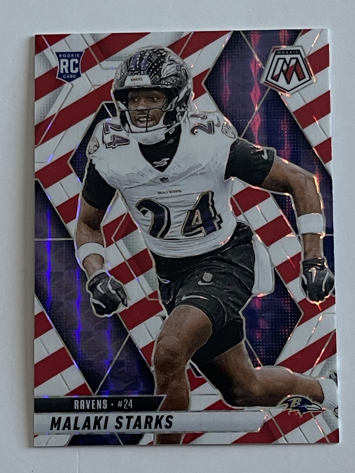 2025 Mosaic Malaki Starks Red Camo Prizm RC #347 Ravens