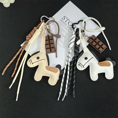 Leather Pony Keychain Braided Rope Backpack Pendant For Phone Bag Hanging-y