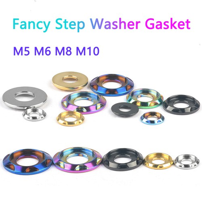 #ad Colorful Fancy Step Titanium Washer Gasket M5 M6 M8 M10 For Motorcycle Refit $9.19