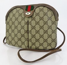 Borsa a tracolla originale vintage Gucci marrone GG PVC tela e pelle #62600
