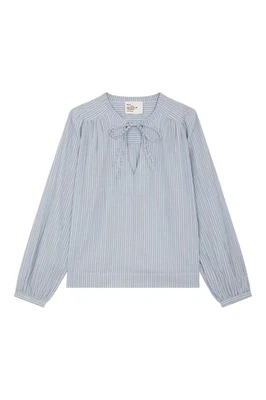 LEON & Harper TC160 Blouse Femme Ciel Beige Rayures, 100% Coton Bio - Photo 1/4
